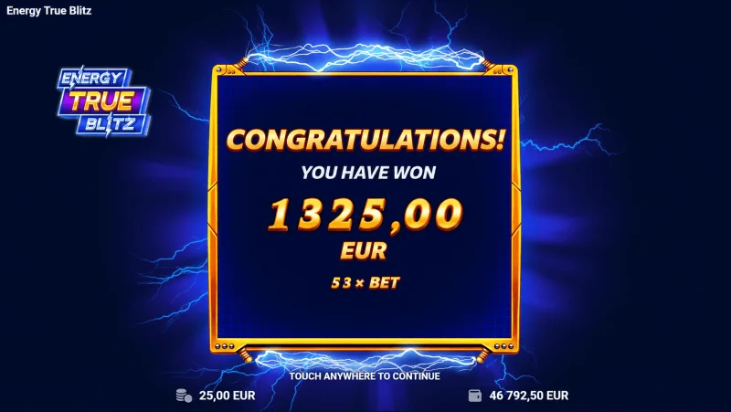 Energy True Blitz - câștig final mare în rundă